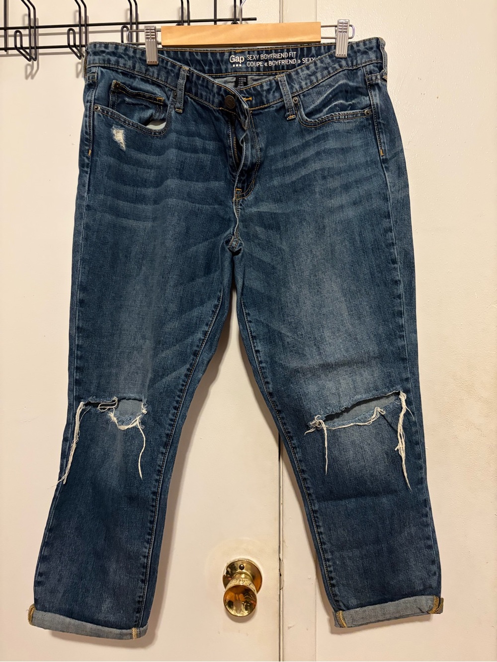 GAP Distressed Dark Blue Boyfriend Jeans